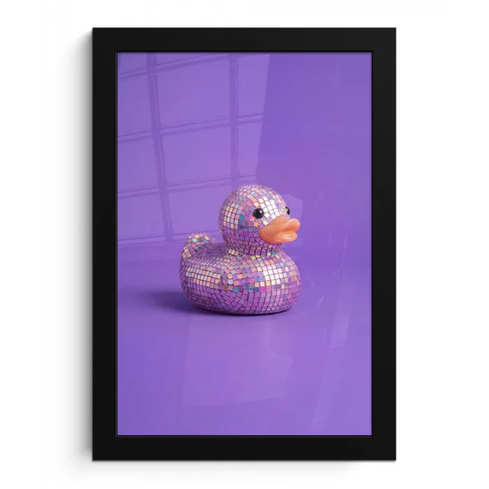 Disco - Eend - Paars fotolijst zwart zonder passe partout klein -3d