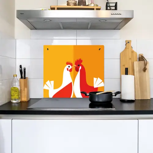 Kippen - Oranje - Vlakken Inductie beschemer met haakjes middel -sfeer2