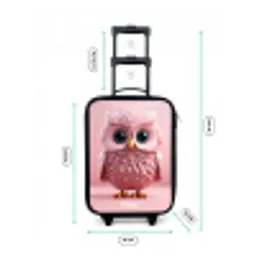 Roze uil met blauwe ogen Kinderkoffer - Zwart klein -productfoto_formaten