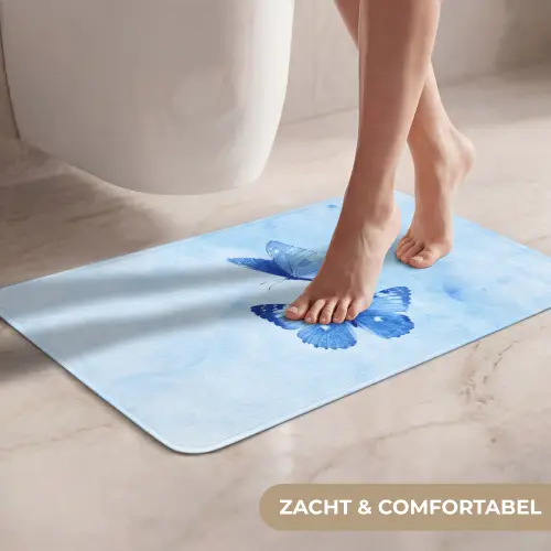 Vlinders - Sierlijk - Blauw WCmat klein -USP_ZachtNL