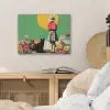 Retro - Meisje - Kat - Zon PET vilt klein -sfeer3