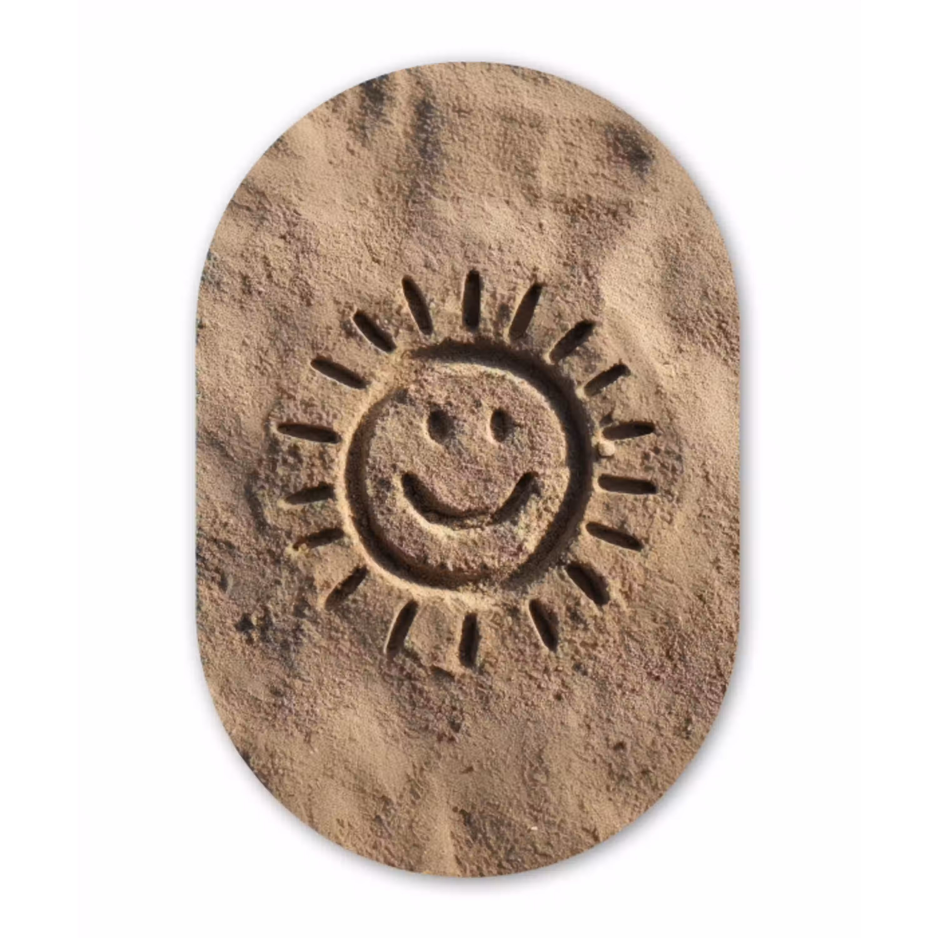 Gezichtje - Zon - Zand - Getekend Wandcirkel Ovaal Glas middel -3d