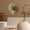 Vaas - Olijftakken - Bladeren - Beige Wandcirkel behangsticker klein -sfeer1