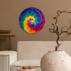 Regenboogkleuren - Spiraal - Kleurrijk Wandcirkel kunststof plaat 5mm dik klein -sfeer1