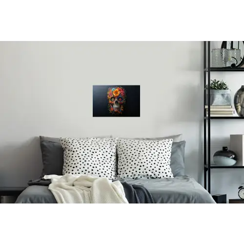 Bloemen - Kleurrijk - Schedel Muursticker klein -slaapkamer