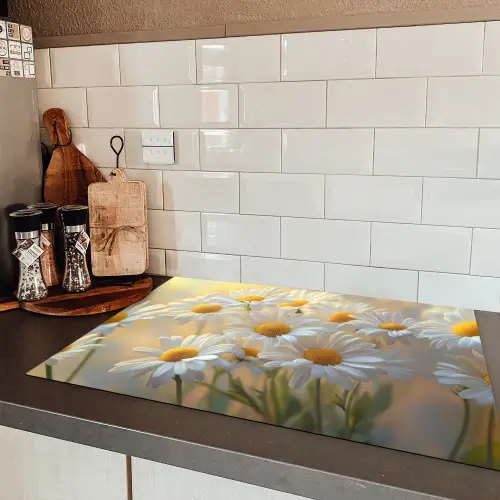Madeliefjes - Wit - Zonlicht Inductie beschermer vinyl 3mm klein -sfeer3