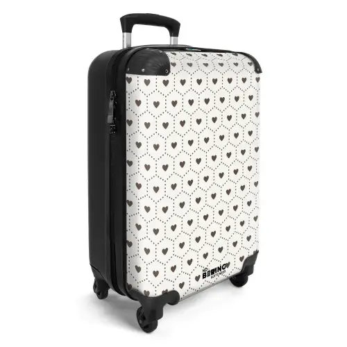 Crèmekleurige achtergrond met bruine hartjes NBS - Handbagage koffer - Volwassenen Unisex middel -productfoto_3d