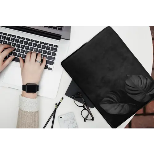 Zwart - Blad - Monstera laptophoes neopreen klein -bureau