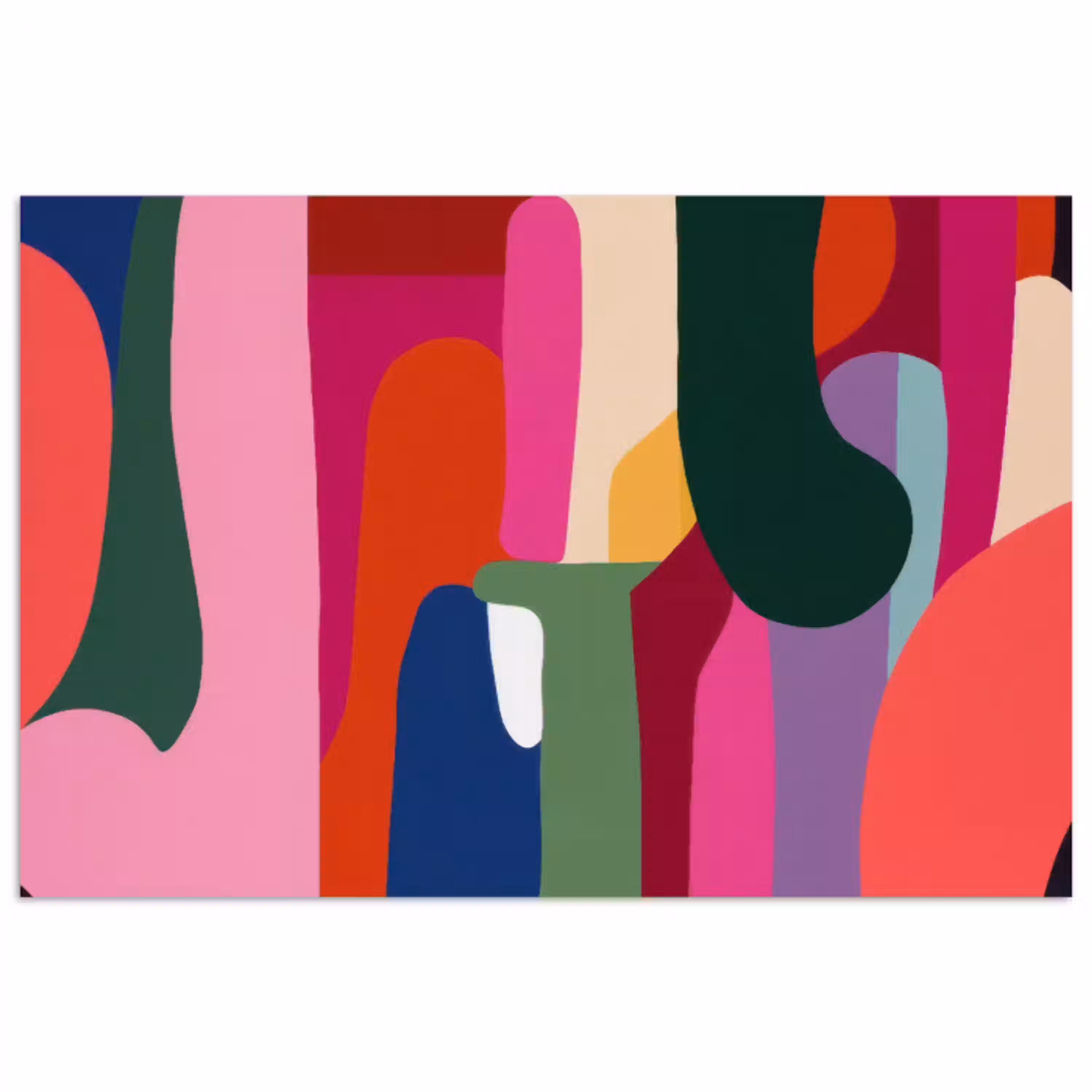 Kleurvakken - Recht - Rond - Abstract poster papier klein -3d