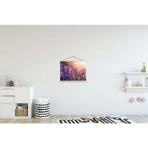 Lavendelbloemen - Paars - Zonlicht textielposter latten blank klein -kinderkamer