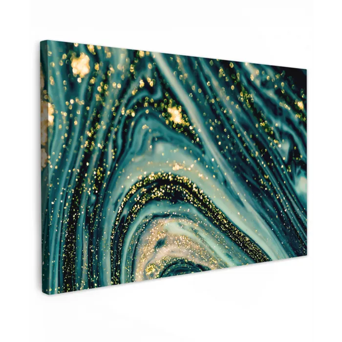 Marmerlook - Luxe - Goud - Turquoise - Glitter canvas 2cm klein -z3d