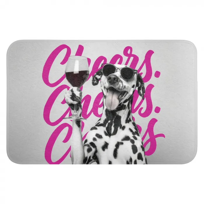 Cheers - Hond - Roze - Wijn Badmat klein -3d