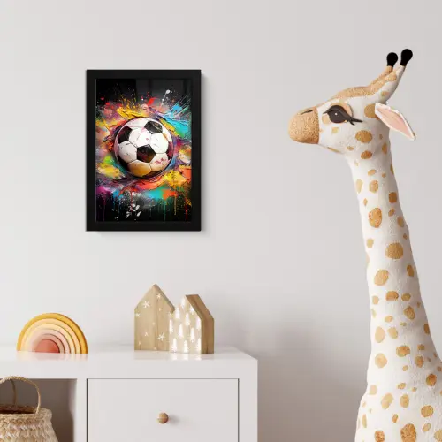 Voetbal - Verf - Kleuren - Zwart - Wit fotolijst zwart zonder passe partout klein -usfeer4_kinderkamer