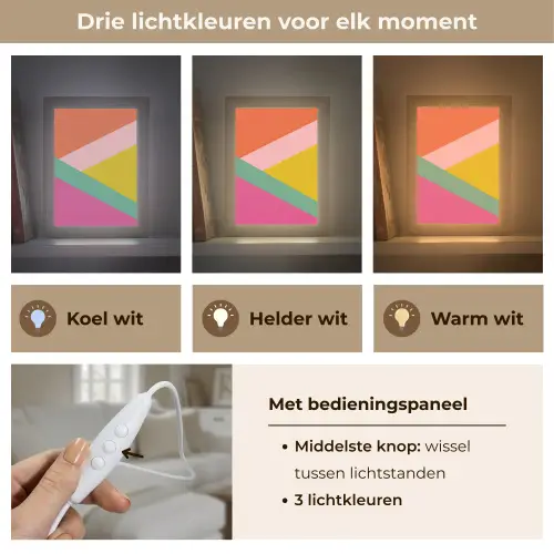 Driehoeken - Kleurrijk - Abstract Light Box met kabel (Tafellamp) klein -USP_lichtkleurNL