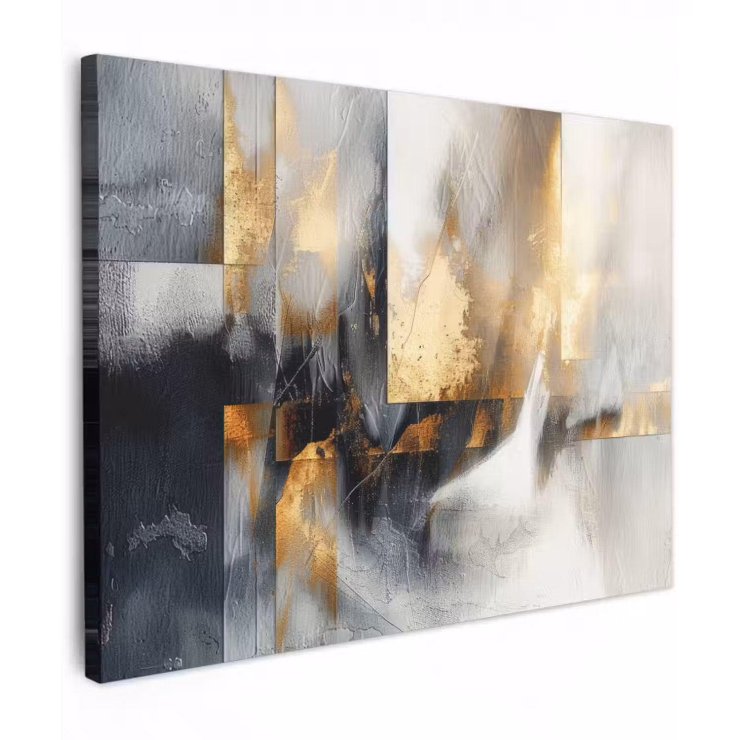 Leinwandbild - Kunst - Gold - Silber - Abstrakt