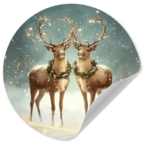 Kerstmagie - Winterwoud - Rendier Wandcirkel behangsticker klein -3d