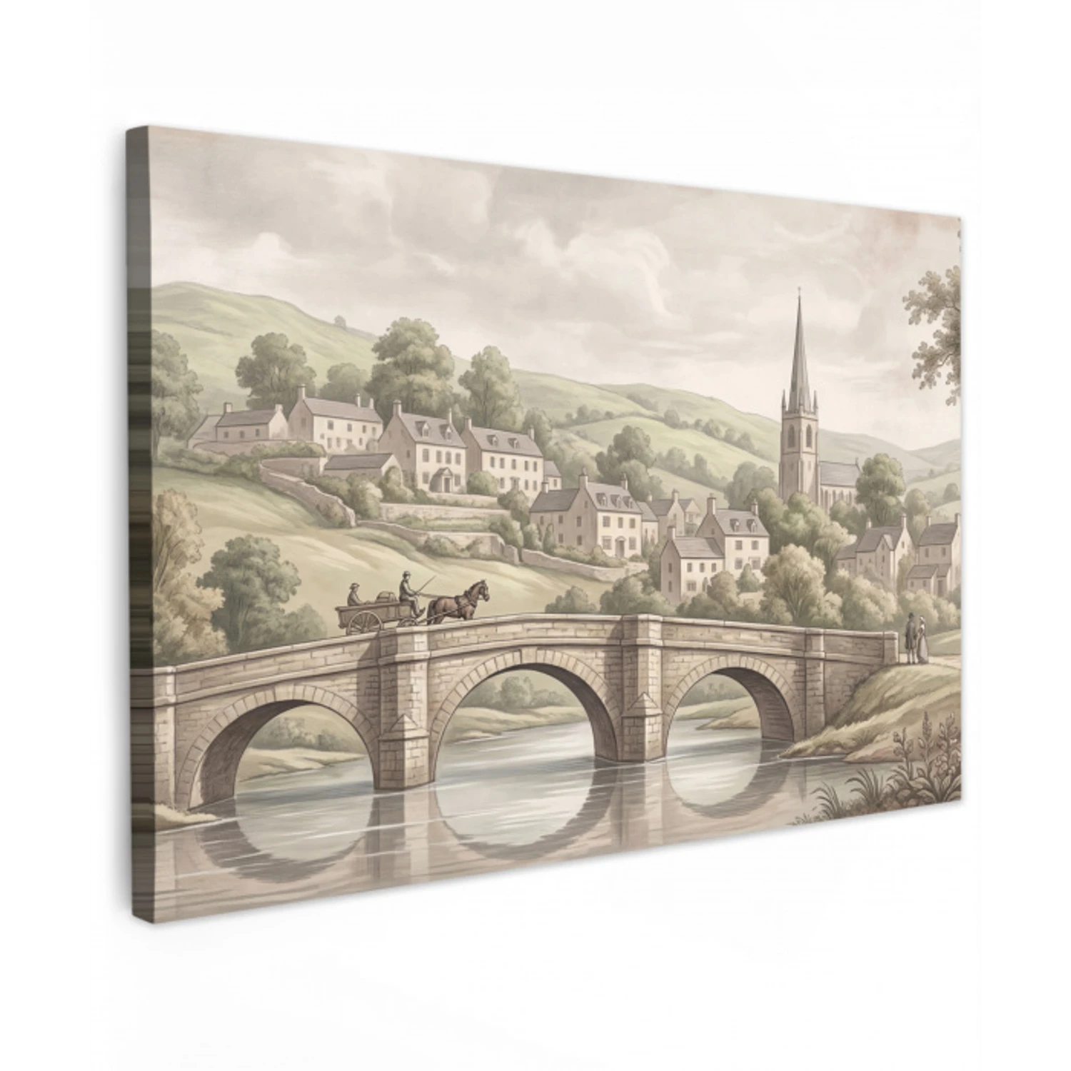 Dorp - Brug - Uitzicht - Groen canvas 2cm klein -z3d