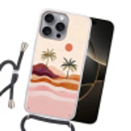 Palmbomen - Abstract - Zon - Heuvels Hoesje iPhone 16 Pro Max met koord klein -sfeer1