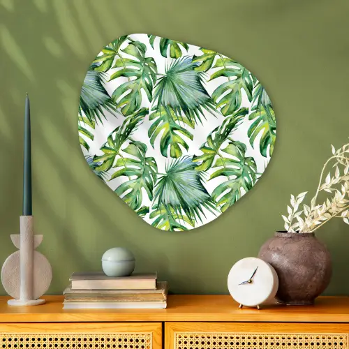 Bladeren - Monstera - Tropical - Jungle Wandcirkel Organisch Plexiglas middel -sfeer2