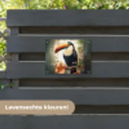 Toekan - Vogel - Bloemen - Planten tuinposter los doek klein -sfeer3