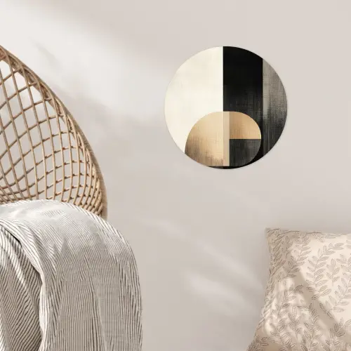Vormen - Modern - Zwart Wandcirkel behangsticker klein -sfeer4