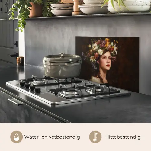 Portret - Vrouw - Bloemen keuken achterwand spatscherm klein -usp_NL