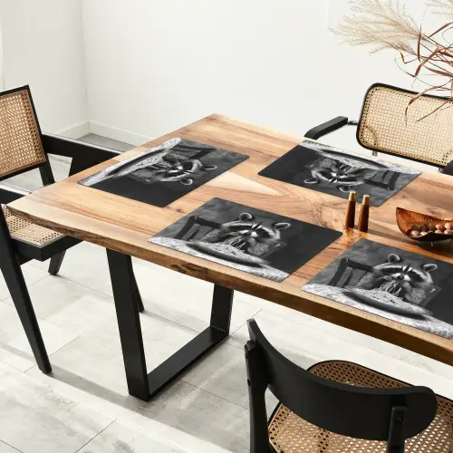 Wasbeer - Cute - Pasta - Tafelkleed - Zwart - Wit Placemat vinyl groot -zzsfeer4_Kitchenyeah-website