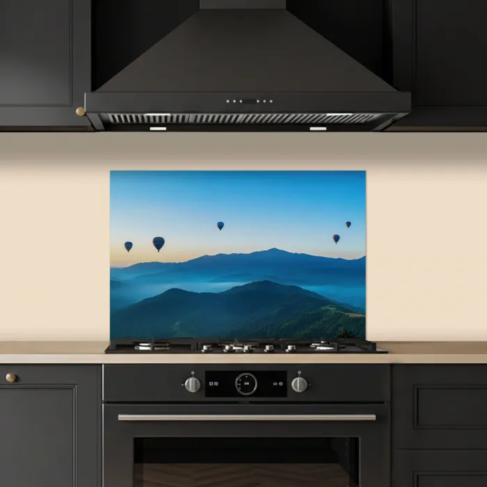Luchtballonnen - Bergen - Zonsopgang - Landschap keuken achterwand spatscherm klein -sfeer1