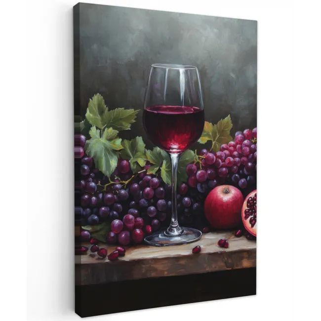 Wijn - Fruit - Stilleven Tuinposter op houten frame 2 cm dik klein -3d