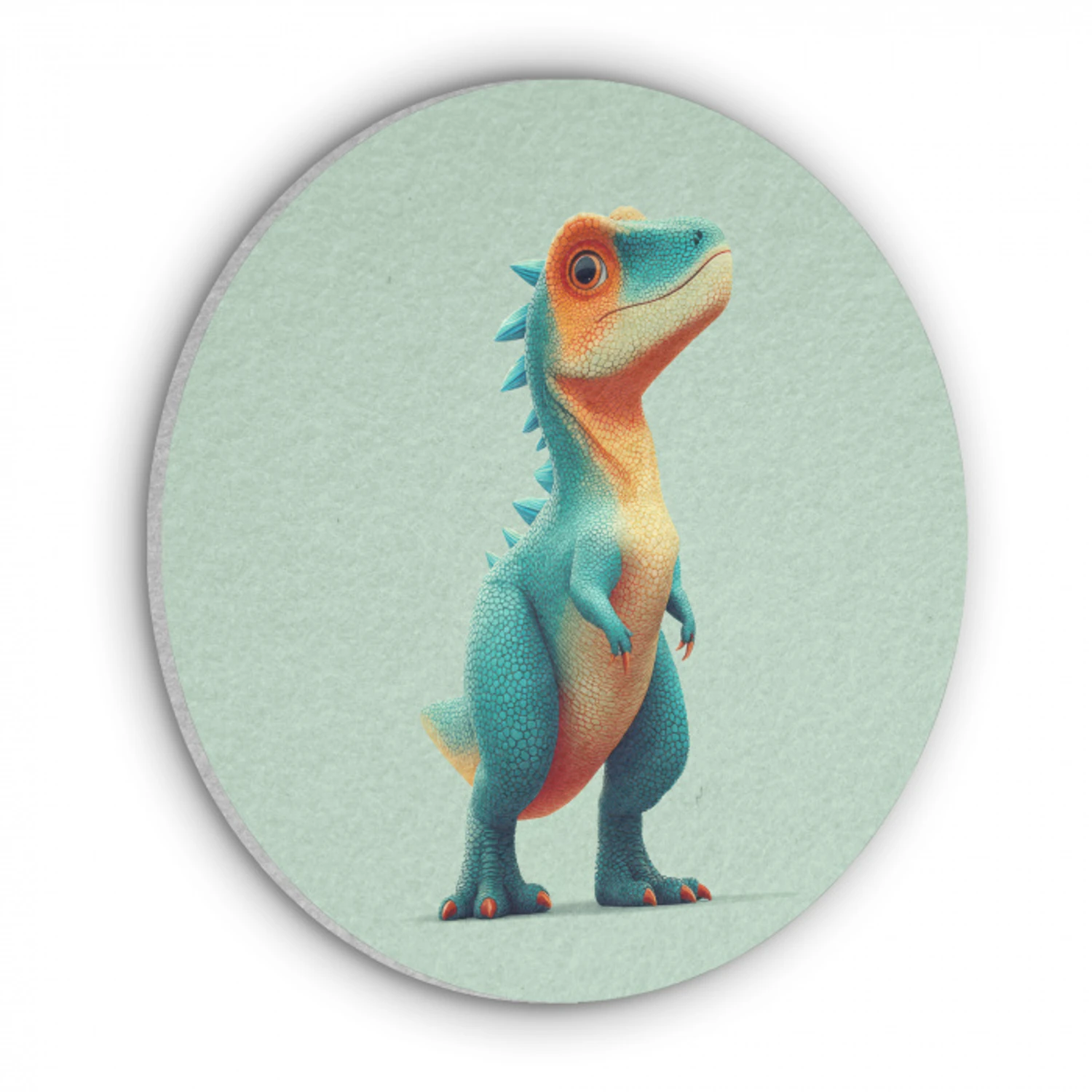 Cartoon - Dino - Oranje - Stekels Akoestische PET Vilt - Rond klein -3d