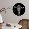 Giraffe - Portret - Dieren - Zwart - Wit Wandcirkel behangsticker klein -sfeer3