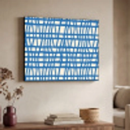 Ruitpatroon - Blauw - Crème Textielframe zwart klein 947 -sfeer3