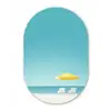 Strand - Blauwe lucht - Geel - Parasol Wandcirkel Ovaal Forex klein -3d