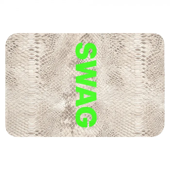 Slangenprint - SWAG - Neon - Groen Badmat klein -3d