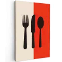 Bestek - Rood - Wit Tuinposter op houten frame 2 cm dik middel -3d