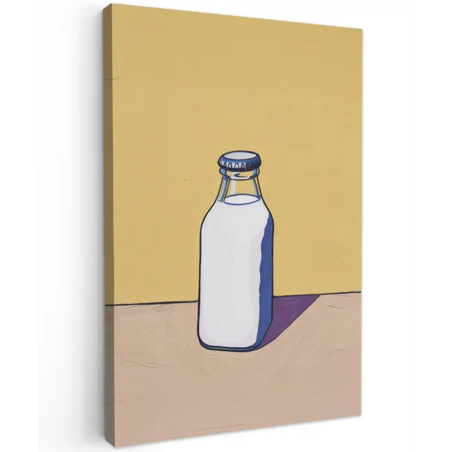 Glazen - Fles - Illustratie - Melk Tuinposter op houten frame 2 cm dik klein -3d