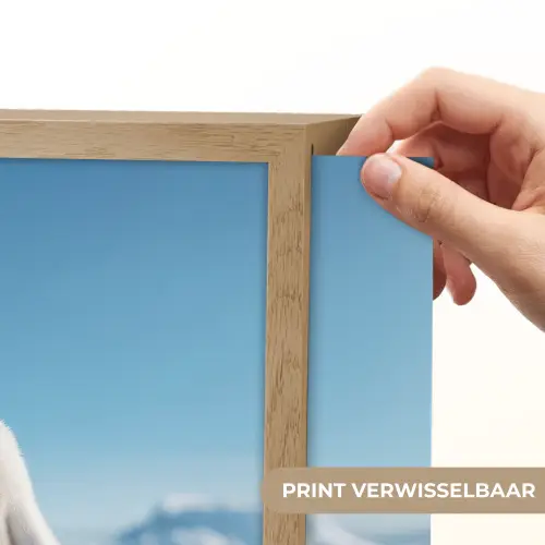 Pinguïn - Sneeuw - Landschap - Wit Light Box met batterij (Wandlamp kind) middel -USP_websiteprintNL