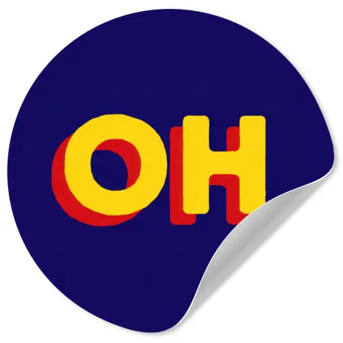 Blauw - Geel - OH - Schaduw Wandcirkel behangsticker klein -3d