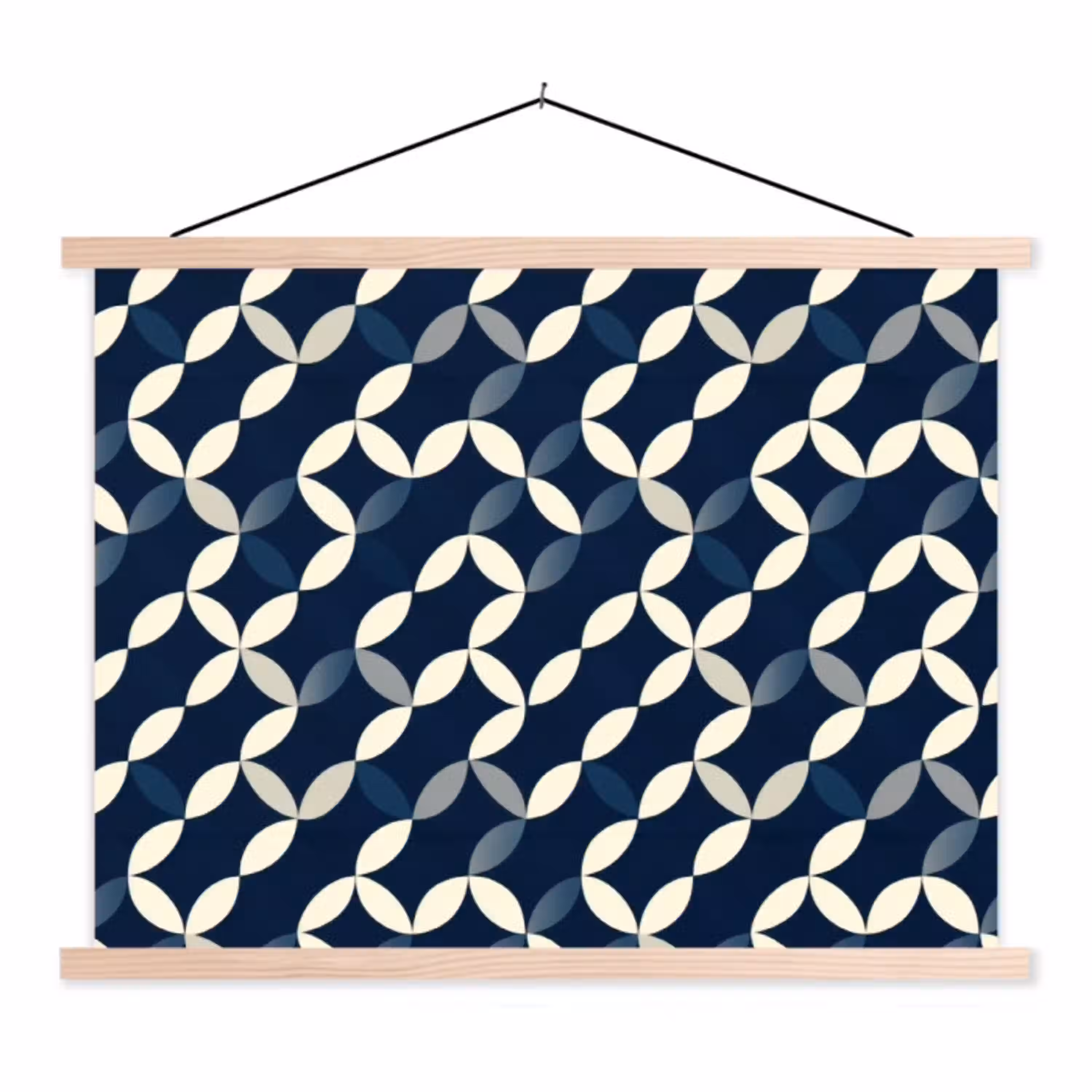 Abstract - Patroon - Blauw textielposter latten blank klein 122 -3d