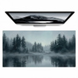 Bos - Meer - Mist - Natuur - Grijs Muismat XXL klein -zzz3d