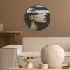 Gezicht - Vrouw - Zwart - Abstract Akoestische PET Vilt - Rond klein -sfeer1