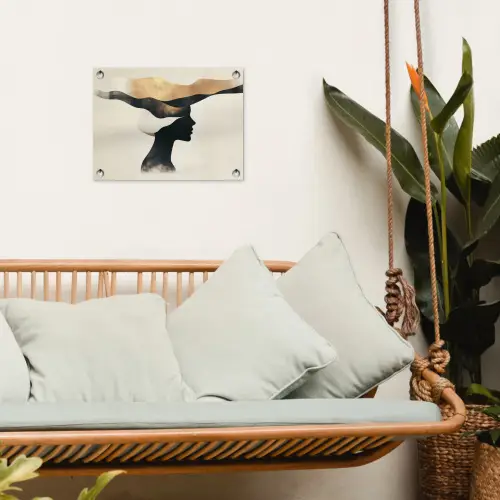 Vrouw - Golven - Zwart tuinposter los doek klein -sfeer7