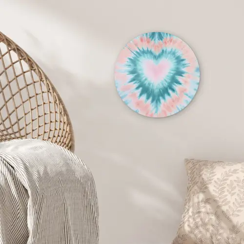 Hartvormig - Tie dye - Pasteltinten - Lichtgroen Wandcirkel kunststof plaat 5mm dik klein -sfeer5