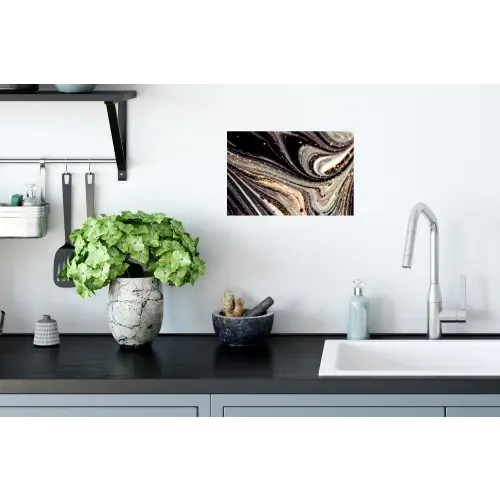 Marmerlook - Zwart - Goud - Wit - Glitter - Marmer Muursticker klein -keuken