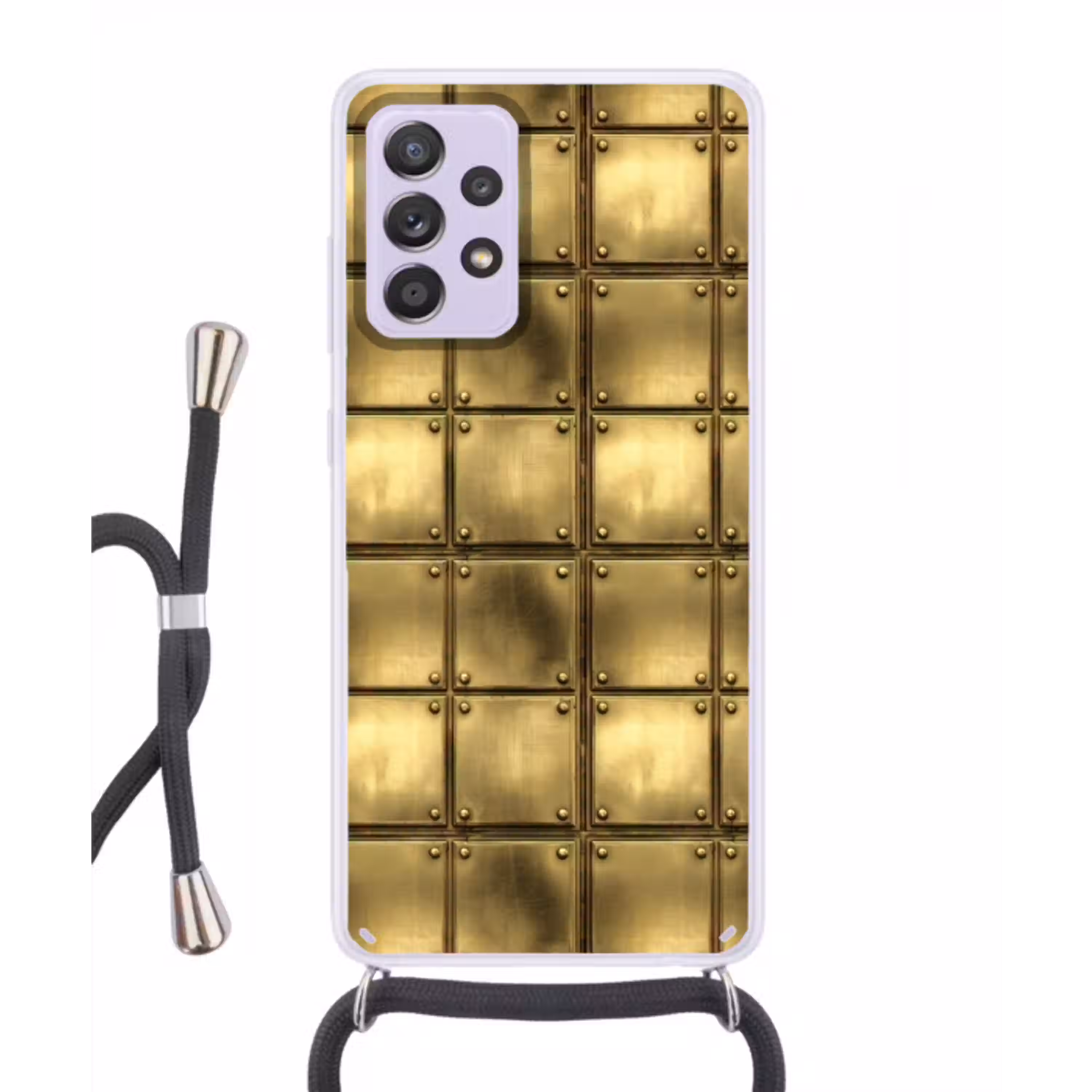 Platen - Industrieel - Stoer - Goud Hoesje Samsung Galaxy A52 5G met koord klein 816 -3d