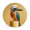 Ijsvogel - Pilaar - Koksmuts - Vogel Wandcirkel aluminium klein -3d