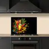 Olijfolie - Graffiti - Peper - Olijven - Modern keuken achterwand spatscherm klein -sfeer1