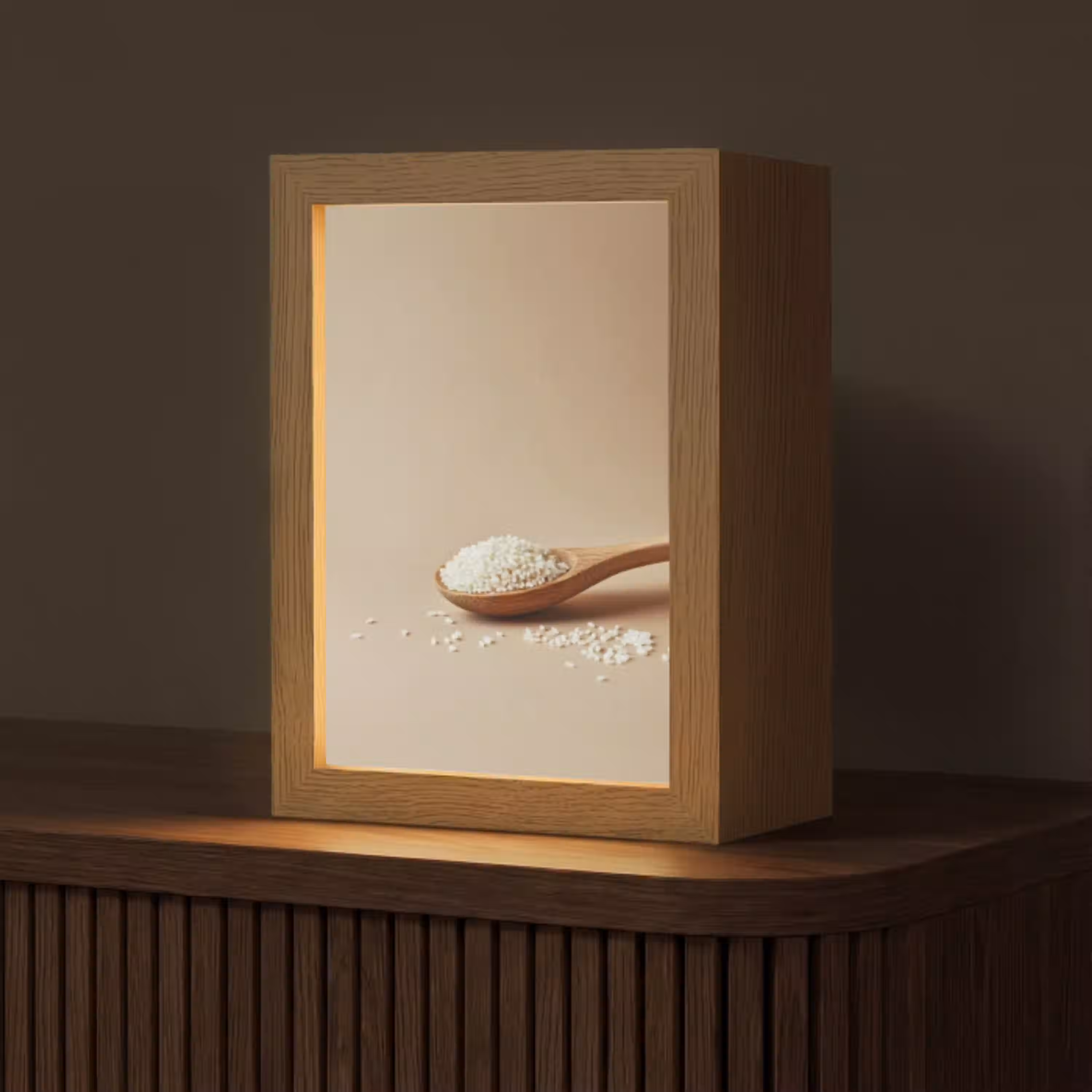 Lepel - Rijst - Hout - Beige Light Box met kabel (Tafellamp) klein -z3d_website