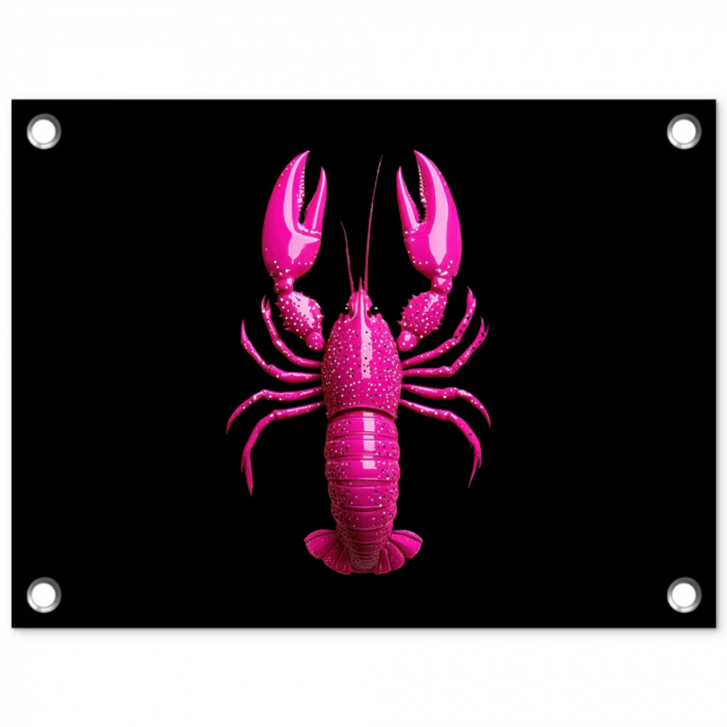 Kreeft - Felroze - Stippen - Opvallend tuinposter los doek klein -3d