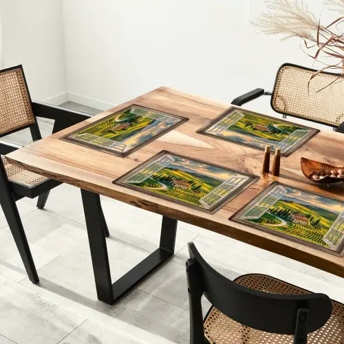 Doorkijk - Toscane - Uitzicht - Landschap - Zomer Placemat vinyl groot -zzsfeer4_Kitchenyeah-website